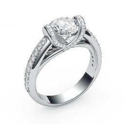 Эксклюзивное помолвочное кольцо из белого сплава с бриллиантами в стиле арт - деко. Вес - от 5 г.