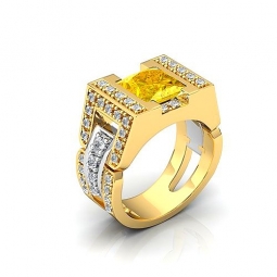 Кольцо эксклюзивное двухсплавное с квадратным жёлтый бриллиантом в стиле арт - деко. Вес - от 14 г.