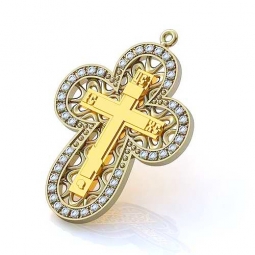 Крест православный эксклюзивный двухсплавный с бриллиантами в стиле модерн.  Вес - от 5 г.