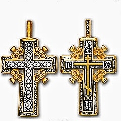 Голгофский православный крест без камней в классическом стиле. Размеры - 5.6 см. × 3.3 см. Вес - 18 г.