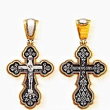 Крест православный "Распятие Христово" без камней в классическом стиле. Размеры - 5 см. × 2.5 см. Вес 8 г