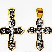 Крест православный "Распятие Христово с деисусом" в классическом стиле. Размеры - 4 см. × 2.4 см. Вес - 6 г.