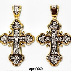 Крест православный "Распятие Христово" без камней в классическом стиле. Размеры - 6 см. × 3 см. Вес - 16 г. 