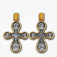 Крест православный "Этимасия. Восемь святых" в классическом стиле. Размеры - 3.5 см. × 2 см. Вес - 5 г. 