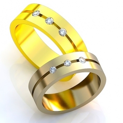 Эксклюзивные двухсплавные обручальные кольца в стиле модерн с драгоценными камнями. Вес от 6 г.