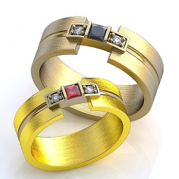 Эксклюзивные двухсплавные обручальные кольца в стиле хай - тек с драгоценными камнями. Вес от 6 г.