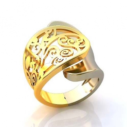  Эксклюзивное двухсплавное кольцо оригинального дизайна без камней в стиле модерн. Вес - около 7 г.
