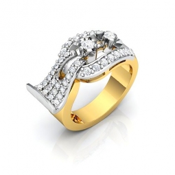 Эксклюзивное двухсплавное кольцо в авангардном стиле с бриллиантами диаметром от 2 мм. Вес - около 4 г.