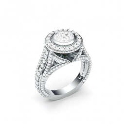 Эксклюзивное помолвочное кольцо с крупным камнем в центре из белого сплава с бриллиантами в стиле арт - деко. Вес - от 5 г.