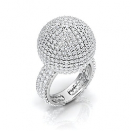 Кольцо из белого сплава эксклюзивного дизайна в стиле модерн с бриллиантами. Вес от 6 г.