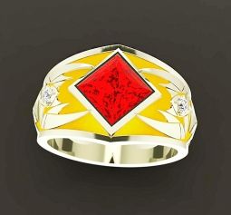 Кольцо из белого сплава  с эмалью эксклюзивного дизайна в стиле модерн с бриллиантами. Вес от 6 г.