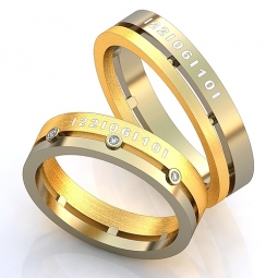 Эксклюзивные обручальные кольца двухсплавные с драгоценными камнями с гравировкой даты бракосочетания