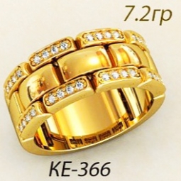Обручальные кольца 585 пр. Ролекс в форме браслета с цирконами в авангардном стиле. Камни: 1,25 мм. - 56 шт. Вес 7,2 г.