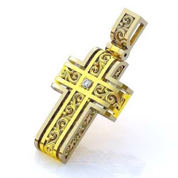 Крест христианский эксклюзивный двухсплавный с бриллиантом в стиле модерн. Вес - от 5 г.