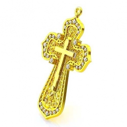 Крест православный эксклюзивный односплавный с бриллиантами в стиле модерн. Вес - от 5 г.