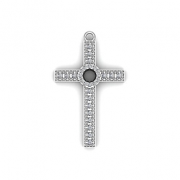 Крест нательный эксклюзивный из белого сплава с камнем в центре - 3 мм. с бриллиантами в стиле арт - деко. Вес 2,8 г.