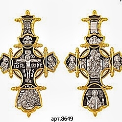 Крест православный "Распятие Христово" без камней в классическом стиле. Размеры - 6 см. × 3.5 см. Вес - 20 г. 