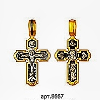 Крест православный "Распятие Христово" без камней в классическом стиле. Размеры - 3.5 см. × 2 см. Вес - 6 г. 