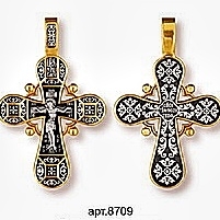 Крест православный "Распятие Христово" без камней в классическом стиле. Размеры - 4.8 см. × 3.1 см. Вес - 10 г. 