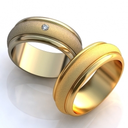 Эксклюзивные двухсплавные обручальные кольца в классическом стиле с камнем матованные. Вес от 6 г.