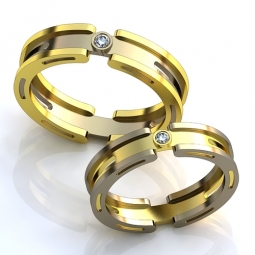 Эксклюзивные двухсплавные обручальные кольца в стиле хай - тек с драгоценными камнями. Вес от 5 г.