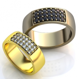 Эксклюзивные двухсплавные обручальные кольца в стиле арт - деко с драгоценными камнями. Вес от 6 г.
