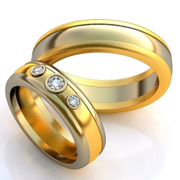 Эксклюзивные двухсплавные обручальные кольца в классическом стиле  с бриллиантами. Вес от 6 г.
