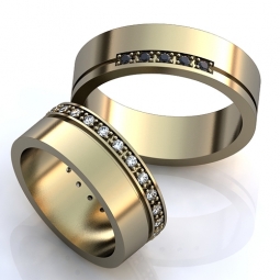 Эксклюзивные односплавные обручальные кольца из белого золота с драгоценными камнями. Вес от 6 г.
