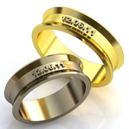 Эксклюзивные двухсплавные обручальные кольца в стиле хай - тек с датой бракосочетания. Вес от 5 г.