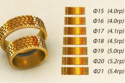 Обручальные кольца 585 пр. широкие в классическом стиле с рисунком от 15 до 21 размера. Вес от 4 г.