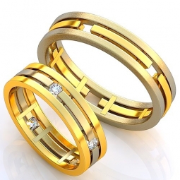 Эксклюзивные двухсплавные обручальные кольца в стиле хай - тек с драгоценными камнями. Вес от 5 г.