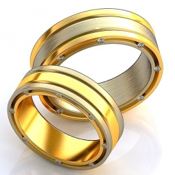 Эксклюзивные двухсплавные обручальные кольца в стиле хай - тек с драгоценными камнями. Вес от 6 г.