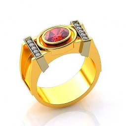Кольцо эксклюзивное двухсплавное  с крупным рубином  и бриллиантами  в стиле арт  - деко. Вес - от 10 г.