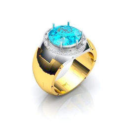 Кольцо эксклюзивное двухсплавное с голубым бриллиантом с наборного шинкой в стиле арт - деко. Вес - от 12 г.