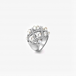 Кольцо эксклюзивное односплавное с жемчугом и бриллиантами в стиле модерн. Вес - от 6 г.