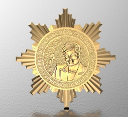 Орден юбилейный наградой с точным изображением юбиляра из серебра 925 пр. с нанесением позолоты. 