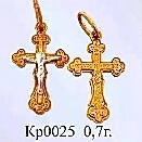 Крест 585 пр. нательный православный односплавный  в классическом стиле с накладкой. Вес - 0.7 г. 