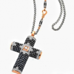 Крест эксклюзивный нательный с белыми и чёрными бриллиантами в стиле модерн. Вес - от 10 г.